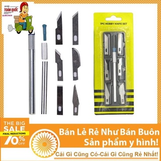 Dao khắc trổ cán bạc kèm 6 lưỡi khắc trổ đa năng