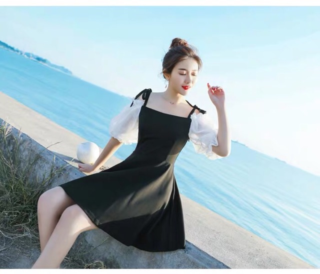 Đầm đen tay trắng siêu xinh {Ảnh Thật}
