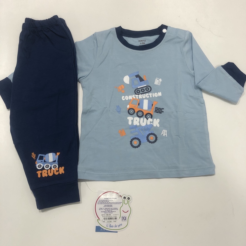 Dokma 2022 - Bộ cài vai dài tay cho bé trai họa tiết cho bé trai, bé gái từ 6 tháng đến 3 tuổi