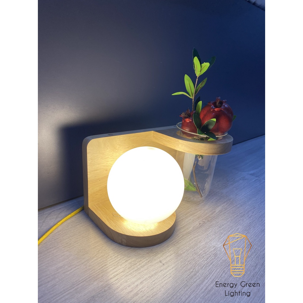 Đèn Tường Energy Green Lighting Kệ Gỗ Chao Thủy Tinh Hiện Đại DT-2714 - Trang Trí Căn Phòng - Đã Bao Gồm Bóng Led