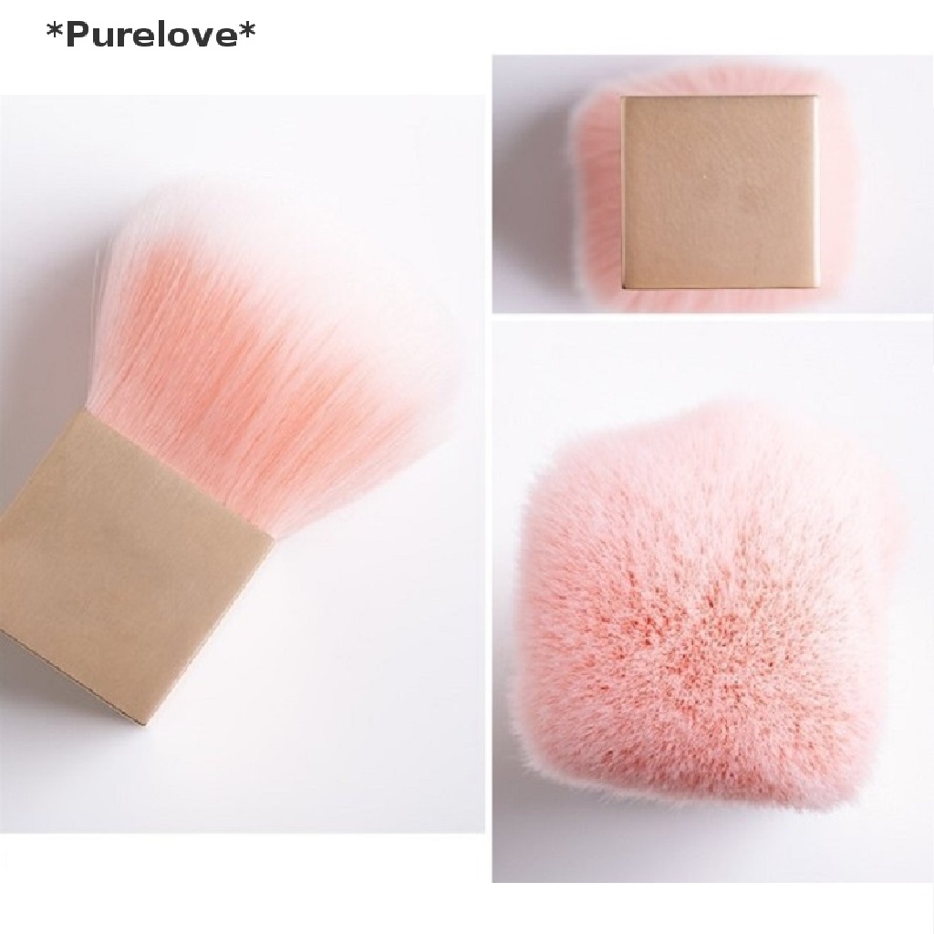[[Purelove]] Nail Cleaning Dust Brush Square Gold Metal Handle Nail Art Care Manicure Pedicur [Hot Sell]