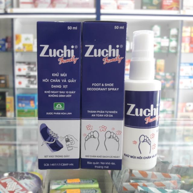 Xịt khử mùi hôi chân và giày ZuChi Family - Chai 50ml
