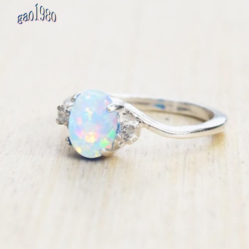Nhẫn Đính Hôn Hợp Kim Đính Đá Opal Tinh Tế Thời Trang Cho Nữ