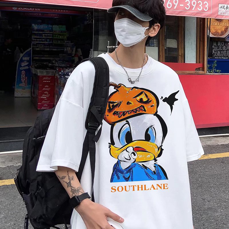 Áo Thun Tay Ngắn Dáng Rộng In Họa Tiết Hoạt Hình Phong Cách Hip Hop Nhật Bản Thời Trang Mùa Hè Cho Nam Và Nữ M-8XL