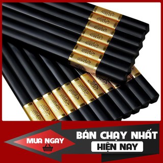 Bộ 10 Đôi Đũa Mạ Vàng ,, Đũa Hợp Kim Chống Mốc,