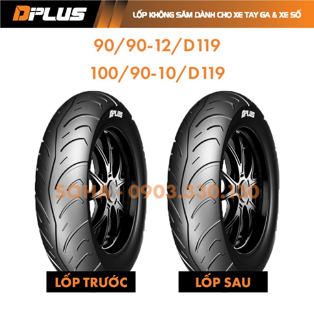 Cặp Vỏ/Lốp Trước & Sau Xe Honda Lead  90/90-12 & 100/90-10 - DPLUS