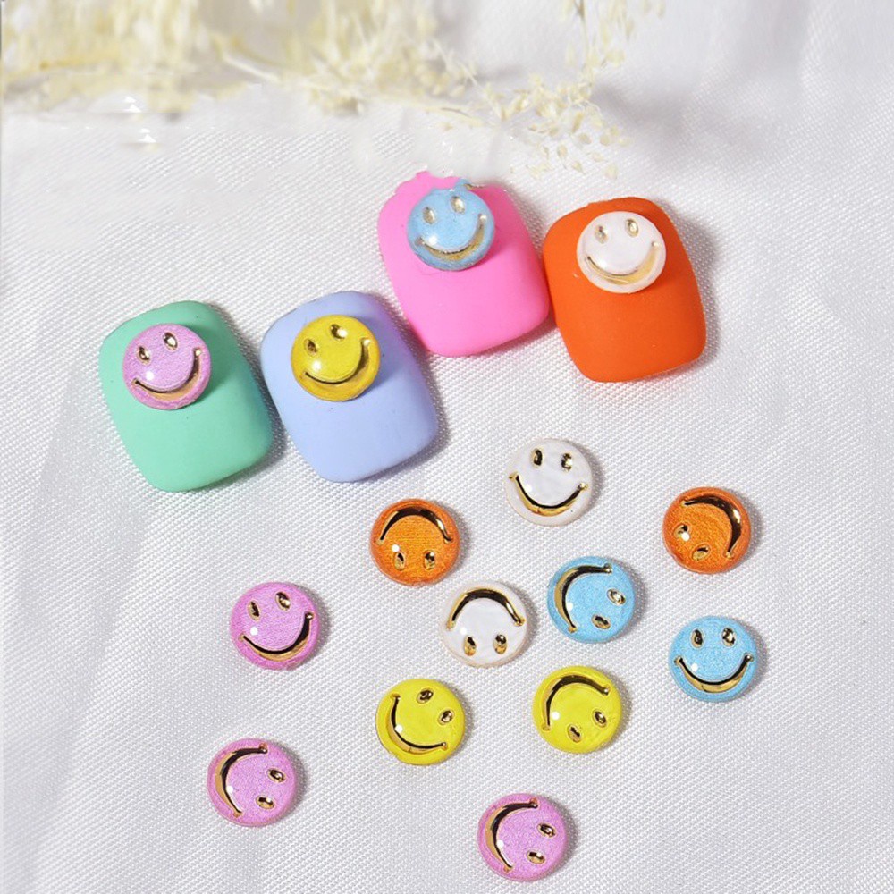 [Hàng mới về] Phụ kiện trang trí móng tay họa tiết mặt cười 3D nhiều màu dễ thương