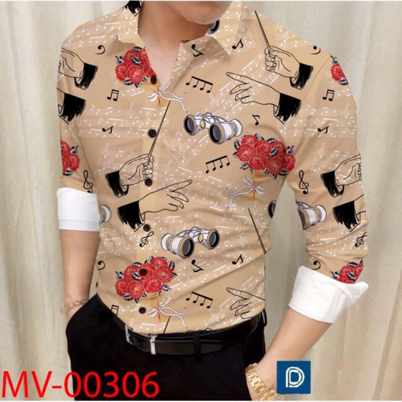 Áo sơ mi nam họa tiết 3d siêu đẹp nam tính, Sơ mi công sở nam họa tiết chất lụa chống nhăn chống xù