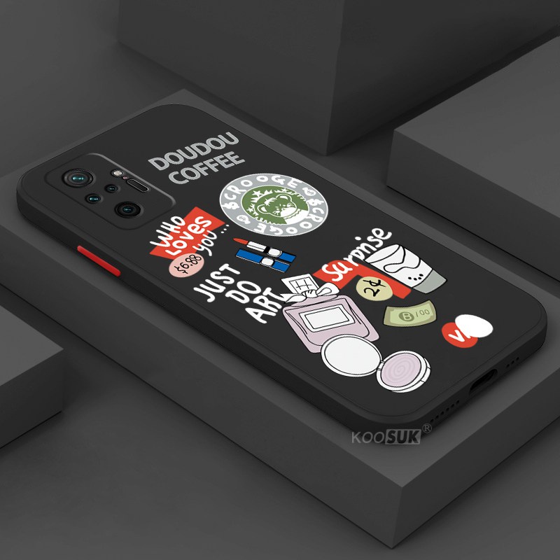 Ốp Điện Thoại Koosuk Bằng Silicone Mềm In Hình Gấu/Ly Cà Phê Cho Xiaomi Redmi Note 10 Pro Max 10S 4G 5G