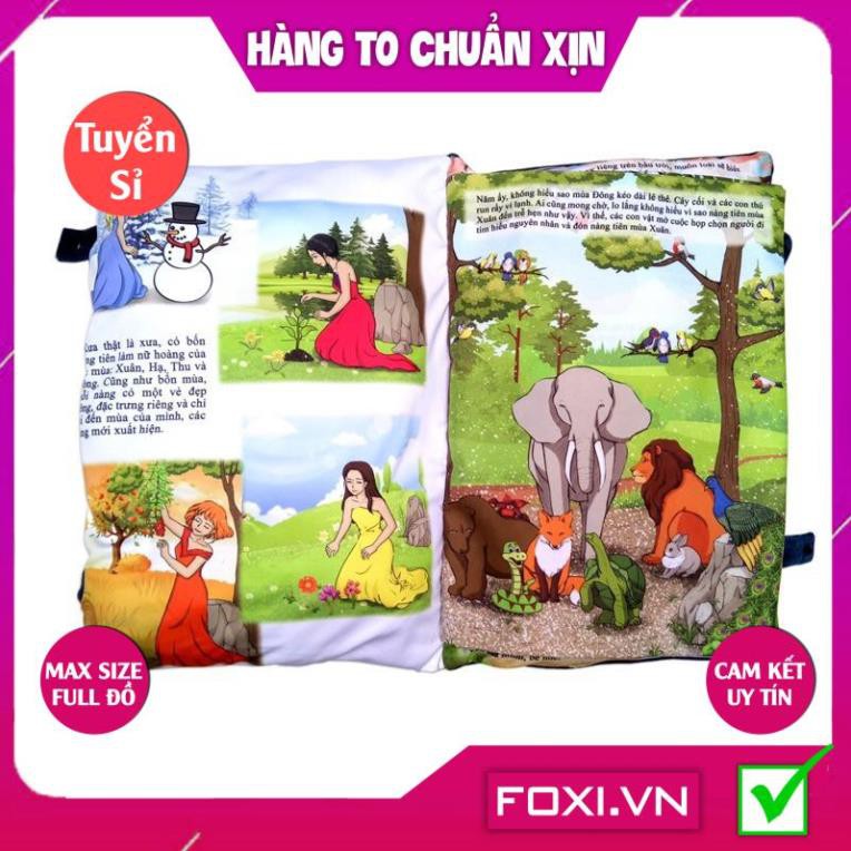 [FREESHIP HÀNG ĐẸP]Gối sách vải 4 chủ đề truyện thiếu nhi Foxi cực hay kể truyện cho bé trước khi ngủ-an toàn-dễ vệ sinh