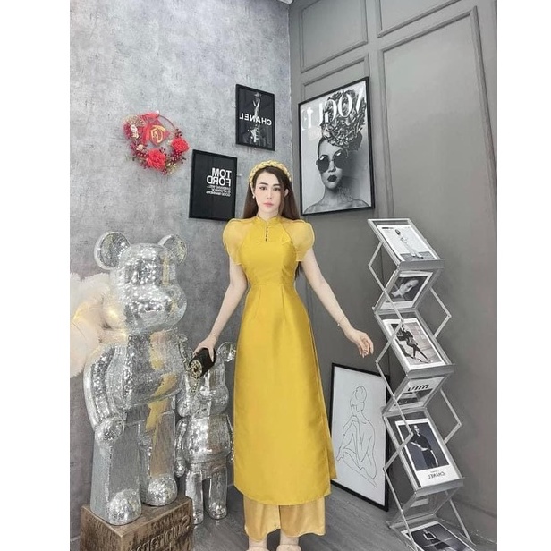 Áo Dài Cách Tân Tay Bèo Cắt Eo Siêu Xinh , Áo Dài Thiên Kim Tiểu Thư Cho Các Nàng , A15