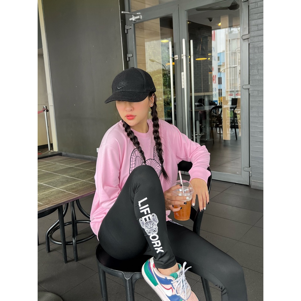 (HÀNG XUẤT XỊN) Quần Legging Dài Lifework đen in hình