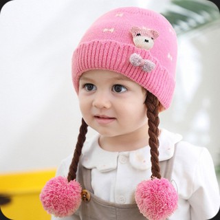 Mũ/Nón LEN 2 bím tóc M62_cho bé 3 tháng đến 15 tháng