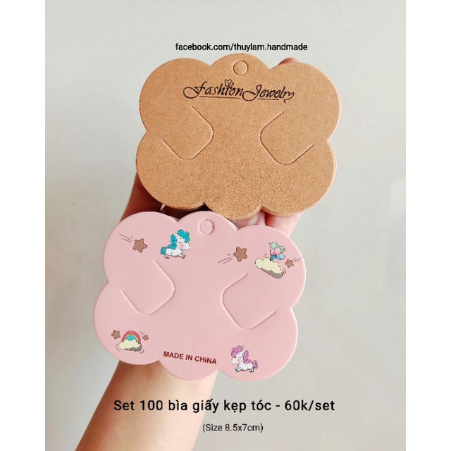 Set 12 bìa giấy kẹp tóc kèm túi kiếng