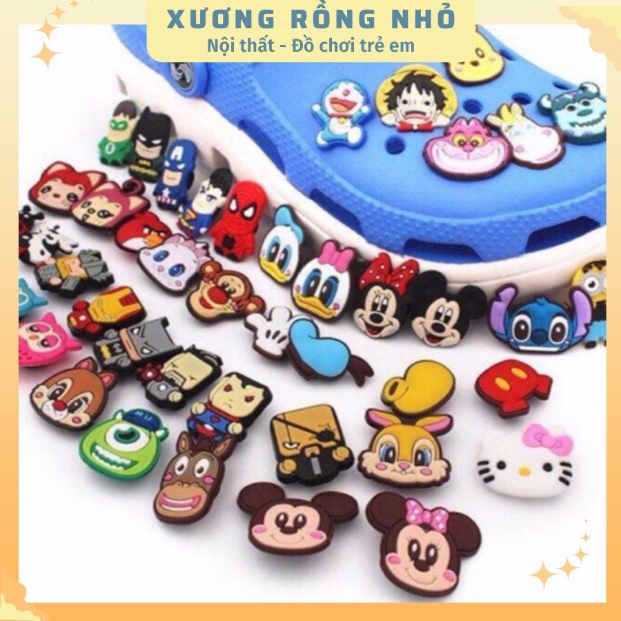 Sticker dán dép - Phụ kiện nút giày Crocs Jibbitz đơn giản dễ thương cho dép khủng long, dép bít đầu - Xương Rồng Nhỏ