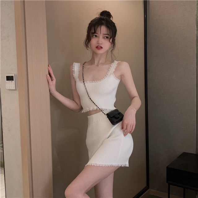 Bộ Trang Phục Hai Mảnh Gồm Áo Hai Dây Thắt Lưng Phối Ren Và Chân Váy Nhỏ Phong Cách Phương Tây Thời Trang Mùa Hè 2020👗6 Luật sư👗】hl21.12.2