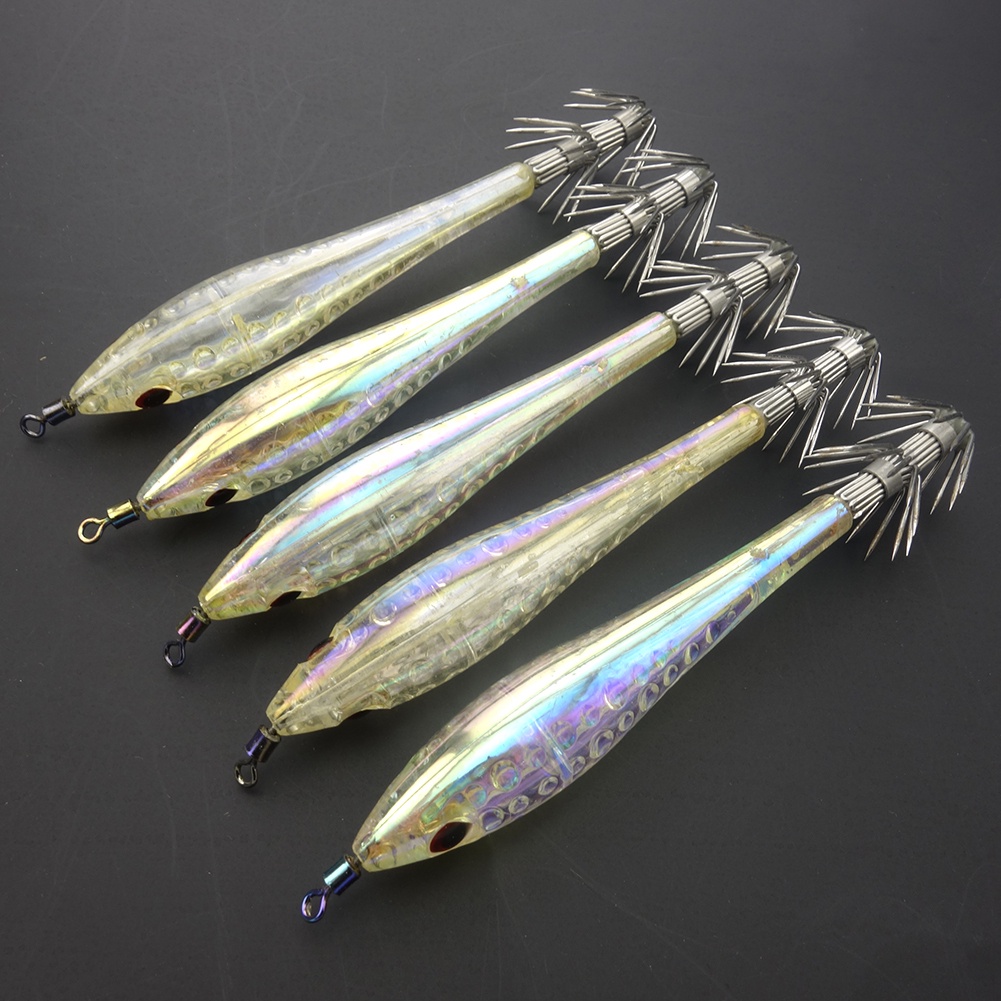 Set 5 Mồi Câu Cá Giả Dạ Quang Dạng Mực Cứng 10cm