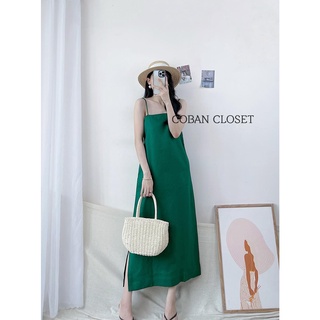 Đầm dây xuông linen