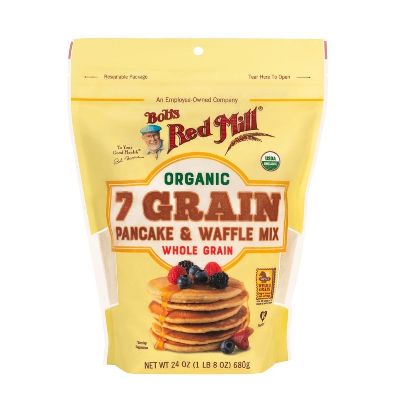 Bột mỳ mix 7 loại hạt nguyên cám hữu cơ làm pancake và Waffle Bob's Red Mill 680g BiOrganic
