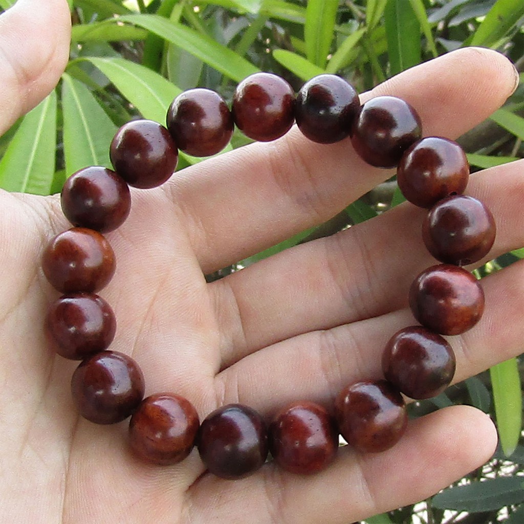 Vòng tay phong thuỷ gỗ Trắc tự nhiên cao cấp 12 li  - Cam kết hàng thật