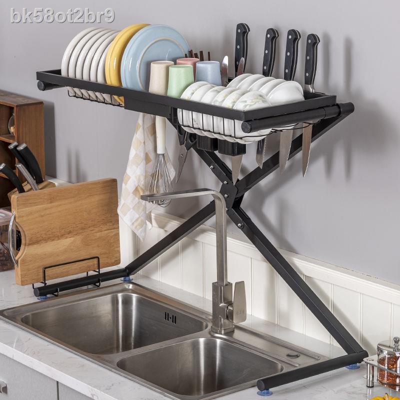 bk58ot2br9Nhà bếp bằng thép không gỉ gấp giá bồn rửa chén đặt bộ đồ ăn để bát đĩa hộ gia đình lắp miễn ph