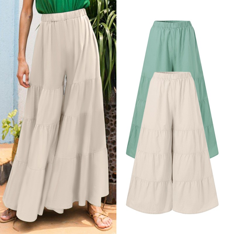 Quần Dài VONDA Ống Loe Màu Trơn Eo Thun Thời Trang Cho Nữ | BigBuy360 - bigbuy360.vn