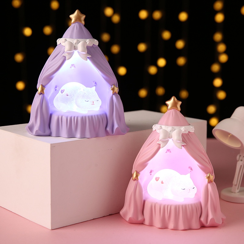 Mèo Kitty Đang Ngủ Bằng Nhựa Resin Dễ Thương Dùng Trang Trí