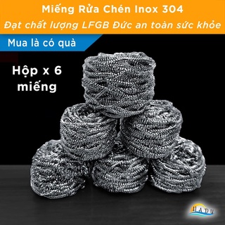Miếng Rửa Chén Bát Inox 304 Cao Cấp Đạt Chất Lượng Đức SSGP Hộp 6 Chiếc