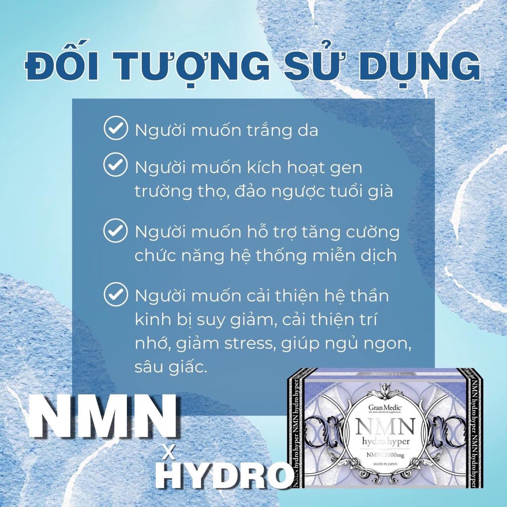 NMN HYDRO HYPER NMN 12000MG viên uống trẻ hóa, trắng da