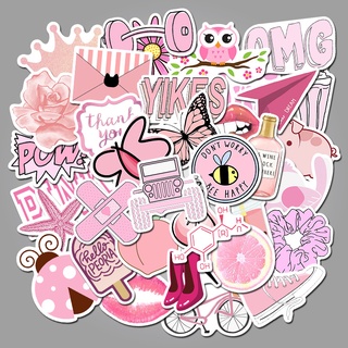 【Ready Stock】50Pcs/lot Pink Girl Cute Cartoon Stickers Laptop Luggage phone Decal DIY Hand account Decor Birthday Xmas Gift