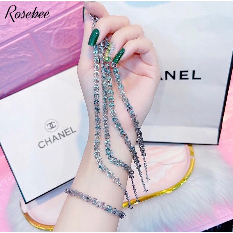 Lắc tay nữ đuôi phụng mạ bạch kim thời trang thanh lịch tối giản