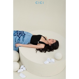 Đầm dài cổ yếm bản in Edith