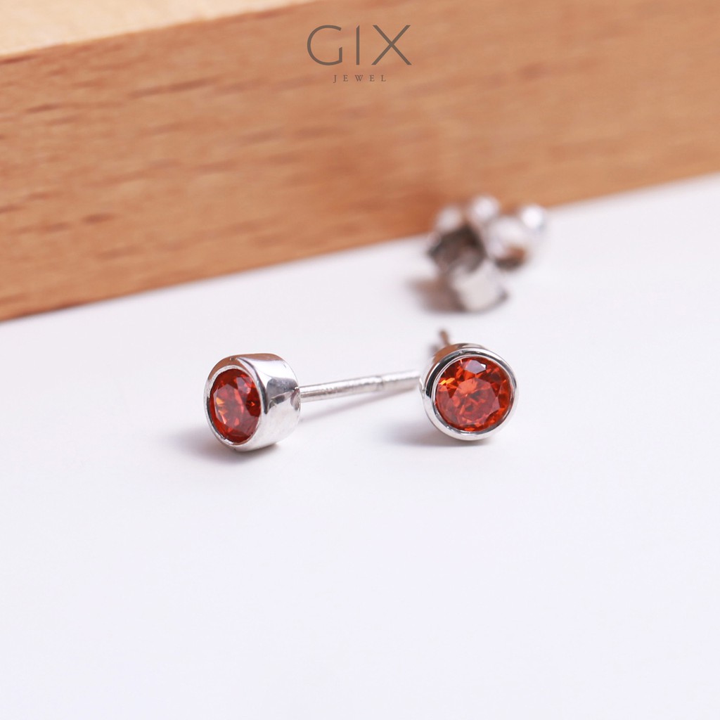 Bông tai bạc mạ vàng chấu bao đính đá cao cấp cho nữ Cz Gix Jewel BT04