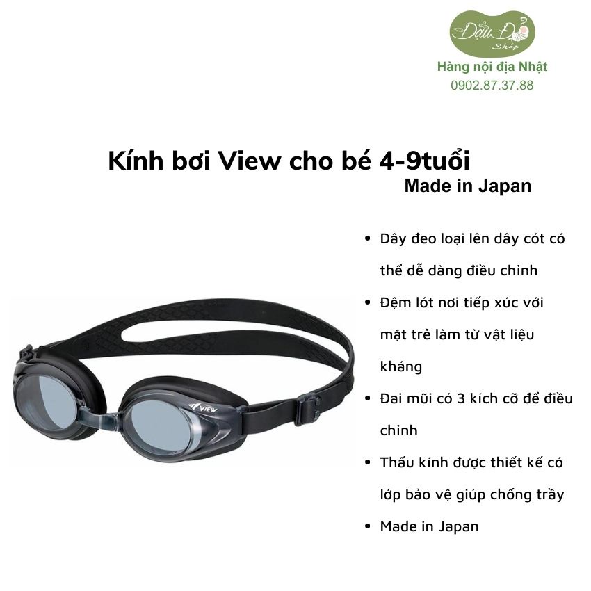 [MADE IN JAPAN - NHIỀU MÀU] kính bơi Nhật chống tia UV, kháng khuẩn hiệu View cho bé từ 4-9 tuổi