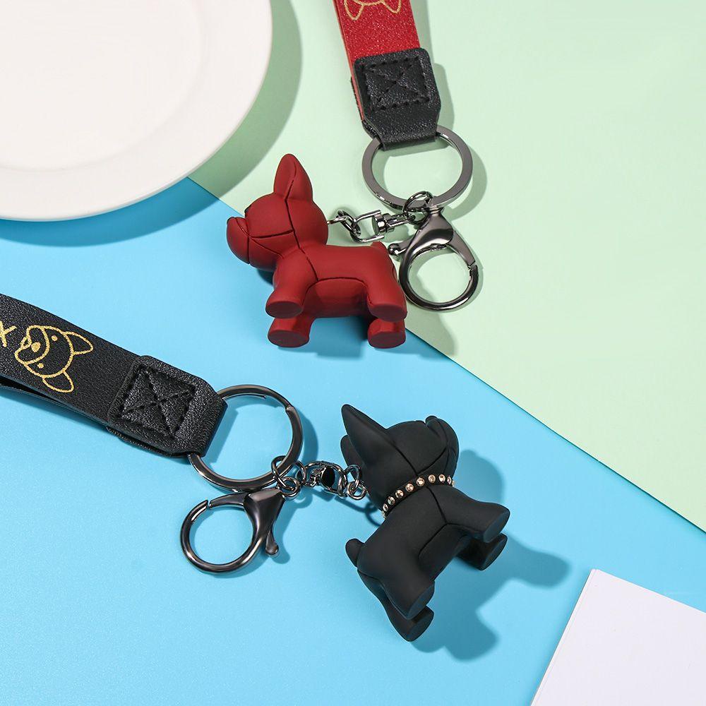 Móc Khóa Hình Chó Bull Chống Nước Màu Cầu Vồng Thời Trang