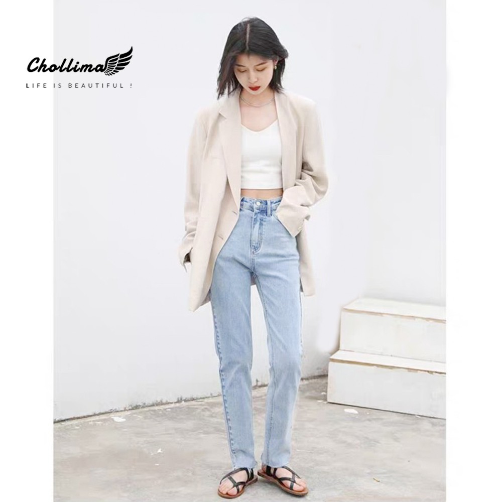 Quần baggy jean Chollima ống nhỏ trơn tua lai QD039 phong cách hàn quốc trẻ trung năng động | WebRaoVat - webraovat.net.vn