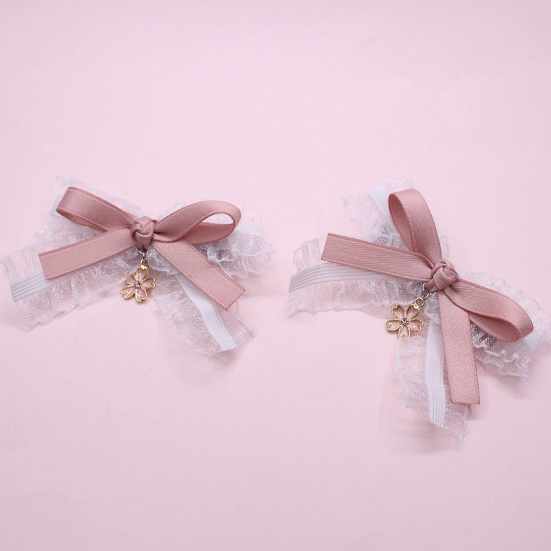 Dây Buộc Tóc Co Giãn Đính Nơ Ruy Băng Ren Phong Cách Lolita