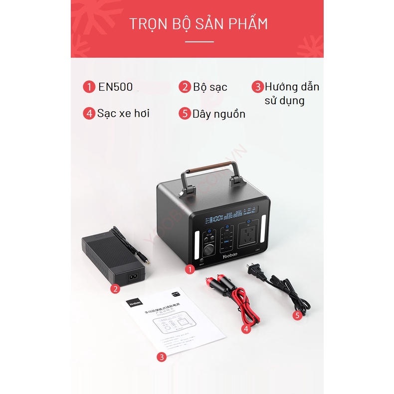 Trạm sạc dự phòng 135200mAh Yoobao EN500 Sạc nhanh PD60W 220V/150W