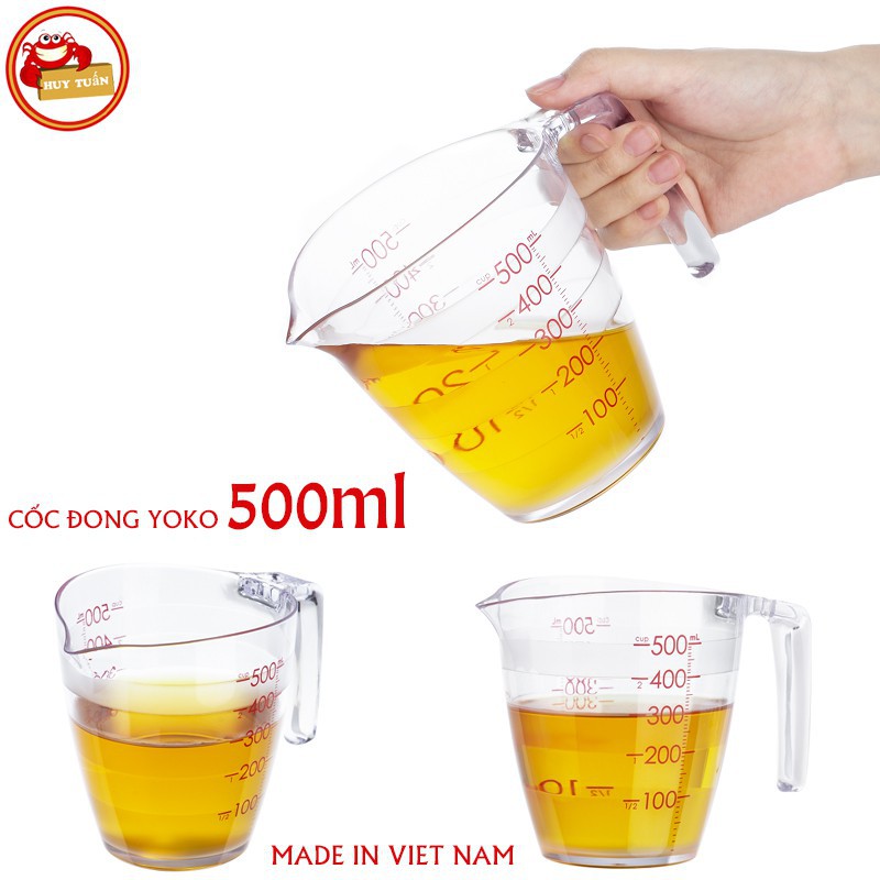 Ca đong định lượng chia vạch Yoko 200ml/500ml - chất liệu nhựa nguyên sinh bảo đảm an toàn và rất tiện dụng