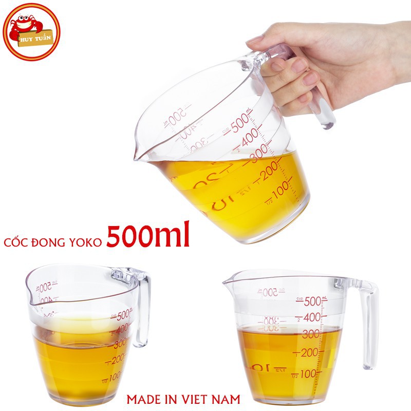 Cốc đong chất lỏng YOKO 500ml chất liệu nhựa nguyên sinh bảo đảm an toàn và rất tiện dụng