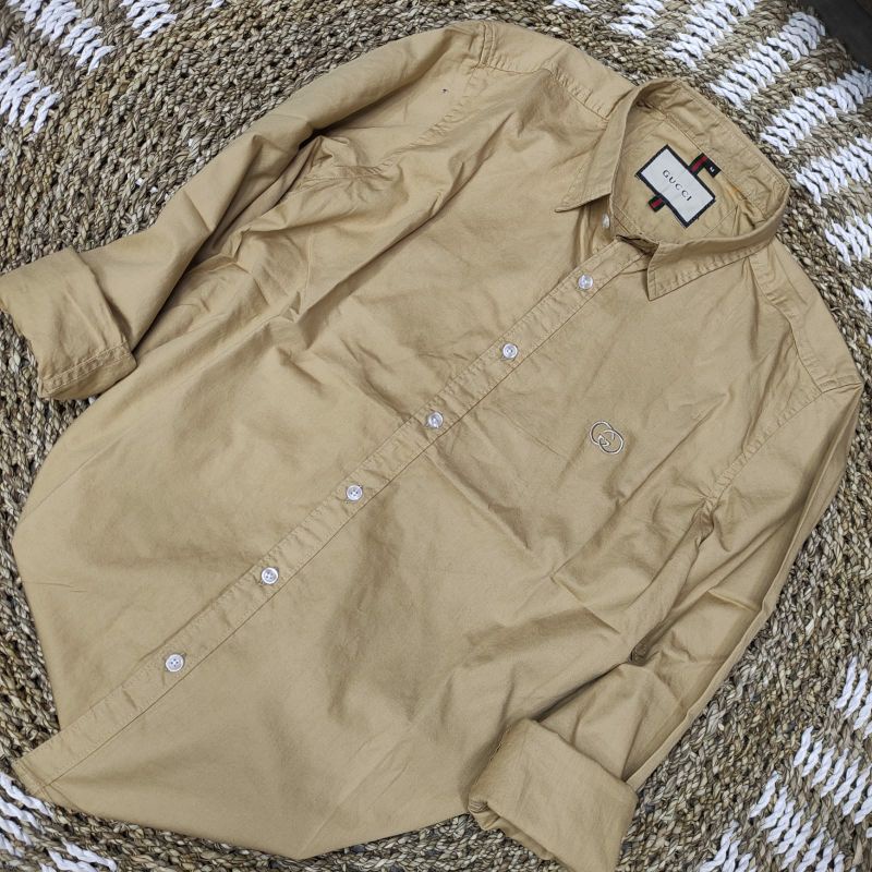 Áo Sơ Mi gucci Dáng Dài Tay Dài 80% Hàng Nhập Khẩu Cao Cấp Cho Nam Áo Sơ Mi Dài Tay Thời Trang Thanh Lịch Dành Cho Nữ