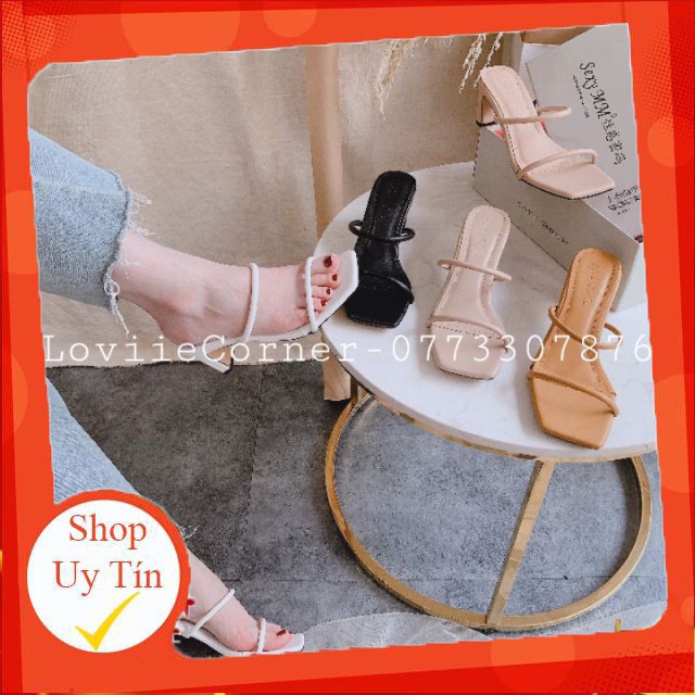 LOVIIECORNER - DÉP CAO GÓT NỮ ĐẾ VUÔNG 5 PHÂN 2 QUAI MẢNH 5CM - DÉP GUỐC NỮ 2 QUAI MẢNH ĐẾ VUÔNG 5CM - 3 MÀU D200769 -Hà