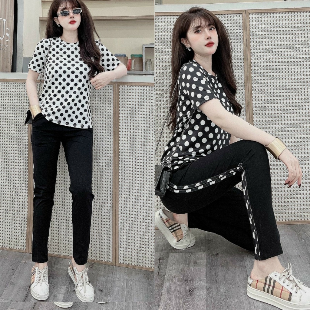 Đồ bộ thun cotton thể thao chấm bi
