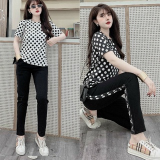 Đồ bộ thun cotton thể thao chấm bi