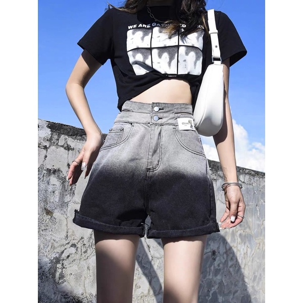 quần sooc jeans Quàng Châu đen xám