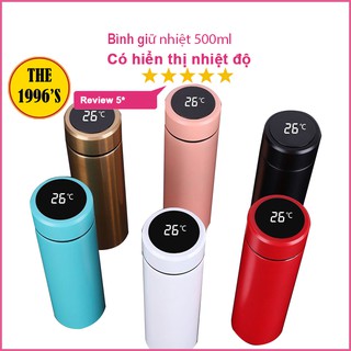 Bình Giiữ Nhiệt Đo Nhiệt Độ Inox 304 Có Đèn Led Hiển Thị Dung Tích 500ml Cao Cấp