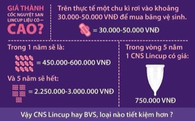 Cốc nguyệt san Lincup - tặng kèm viên tiệt trùng, dung dịch vệ sinh lincare