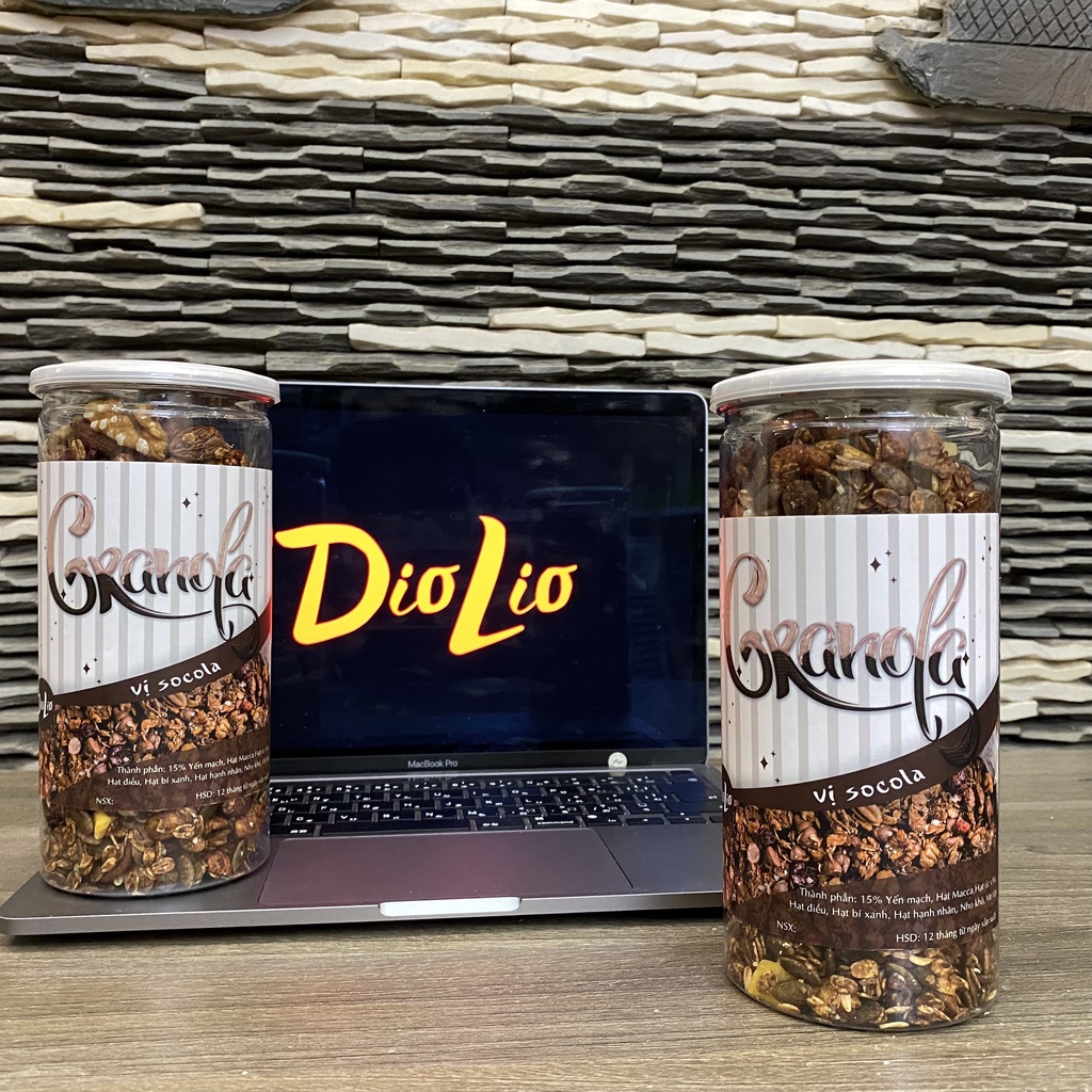 Granola ngũ cốc ăn kiêng giảm cân DioLio 500g vị chocolate, kết hợp các loại hạt dinh dưỡng và yến mạch