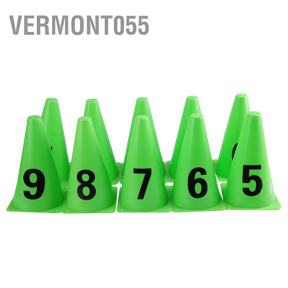 Có thể bán buôn 10pcs 23cm Green Soccer Training Cone Number 0-9 Football Barriers Marker Vermont055 Hàng giao ngay