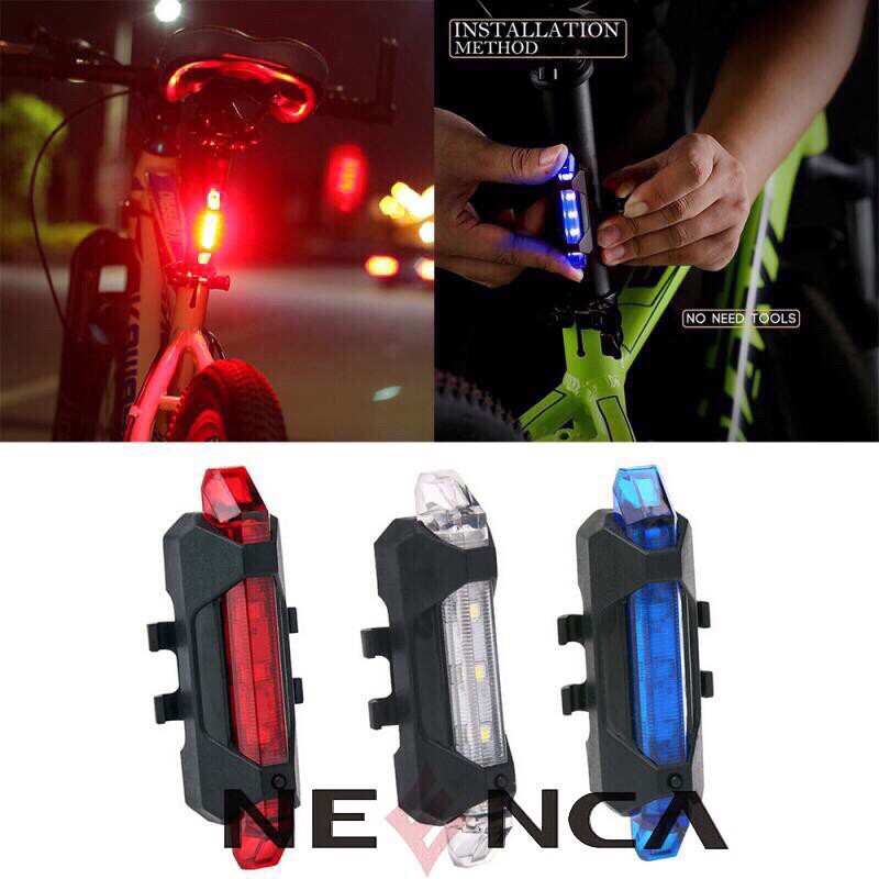 Đèn led xe đạp gắn đuôi xe hoặc đầu xe có nháy, pin sạc
